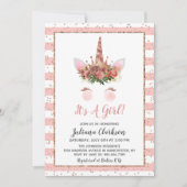 Invitation Rose Gold Unicorn Princess Baby shower (Devant)