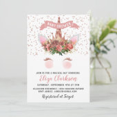 Invitation Rose Gold Unicorn Princess Baby shower (Debout devant)
