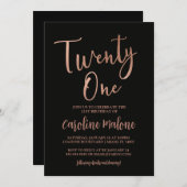 Invitation Rose Gold Vingt et un appel d'anniversaire (Devant / Derrière)