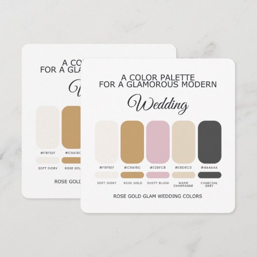 Invitation Rose Gold Wedding Color Palette Card (Devant / Derrière)