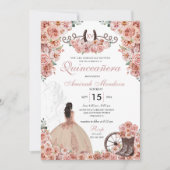 Invitation Rose Gold Western Charra Floral Boots Quinceañera (Devant)