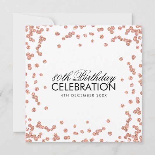 Invitation Rose Gold White 80e anniversaire Parties scintilla (Dos)
