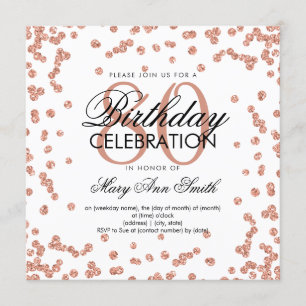Invitation Rose Gold White 80e anniversaire Parties scintilla