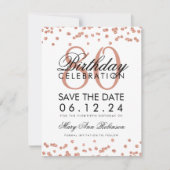 Invitation Rose Gold White 80th Birthday Save Date Confetti (Devant)