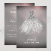 Invitation *~* Rose Gold White Gown Fête de l'mariée (Devant / Derrière)