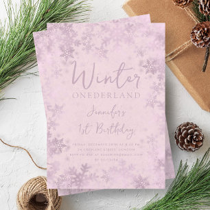 Invitation Rose Gold Winter ONÉDORELAND 1er Anniversaire Blus