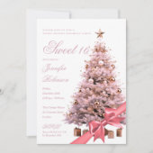 Invitation Rose Gold Winter Wonderland Bow Sweet 16 Birthday (Devant)
