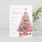 Invitation Rose Gold Winter Wonderland Bow Sweet 16 Birthday (Debout devant)