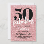 Invitation Rose Gold Womans 50e fête d'anniversaire (Devant)