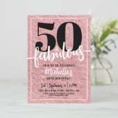 Invitation Rose Gold Womans 50e fête d'anniversaire (Debout devant)