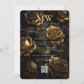 Invitation Rose gothique du crâne Boho Élégant Monogramme Or (Dos)