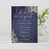 Invitation Rose gothique Floral Midnight Blue Mariage (Debout devant)
