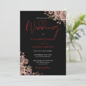 Invitation Rose gothique Floral Noir et Mariage rouge (Debout devant)