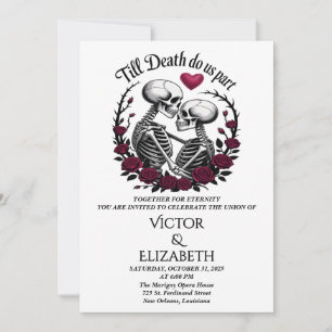 Invitation Rose gothique Jusqu'à la mort Do us Part Skeleton