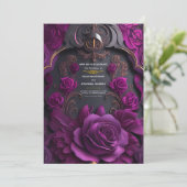 Invitation Rose gothique noir violet Mariage d'Halloween (Debout devant)