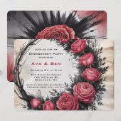 Invitation Rose gothique partie d'engagement de cadre (Devant / Derrière)