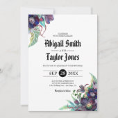 Invitation Rose gothique romantique de Lenten violet et vert  (Devant)