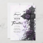 Invitation Rose gothique violet | Mort À La Vingtaine (Devant)