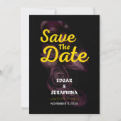 Invitation Rose gothique violet noir et or Enregistrer la dat (Devant)