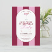 Invitation rose gras pour filles pour Noël (Debout devant)