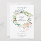 Invitation Rose Green Watercolor Garland Engagement Party (Devant)