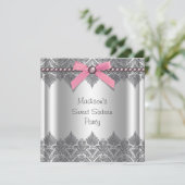 Invitation Rose Grey Sweet 16 Anniversaire (Debout devant)