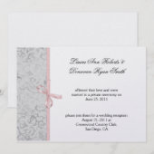 Invitation Rose Gris Blanc Damask Post Mariage (Devant / Derrière)