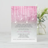 Invitation Rose Gris Blanc Lune & Étoiles Baby shower céleste (Debout devant)