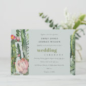 INVITATION ROSE GRIS DÉSERT FLEURI CACTI MARIAGE D'EAU (Debout devant)