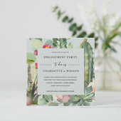 INVITATION ROSE GRIS DÉSERT FLORAL CACTI FAUNA FIANÇAILLES (Debout devant)