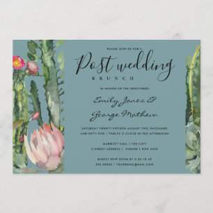 INVITATION ROSE GRIS DÉSERT FLORAL CACTI POST MARIAGE BRUCH