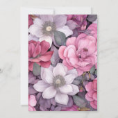 Invitation Rose, gris et Mariage floral argenté (Dos)