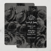 Invitation Rose gris foncé et noir Mariage de bouquet floral (Devant / Derrière)
