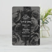 Invitation Rose gris foncé et noir Mariage de bouquet floral (Debout devant)