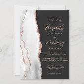 Invitation Rose gris Or Agate Ardoise Noir QR Code Mariage (Devant)
