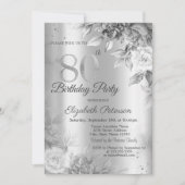 Invitation Rose gris Silver 80e fête d'anniversaire (Devant)