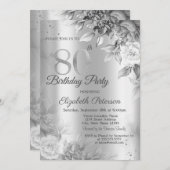 Invitation Rose gris Silver 80e fête d'anniversaire (Devant / Derrière)