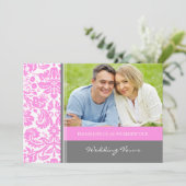 Invitation rose grise de renouvellement de voeu de (Debout devant)