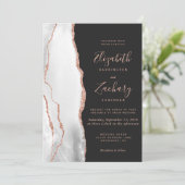 Invitation Rose grise or agate ardoise noire Code QR Mariage (Debout devant)