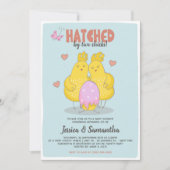 Invitation Rose Haché Par Deux Enfants Baby shower Lesbien (Devant)