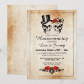 Invitation rose Halloween de crânes de pendaison (Devant / Derrière)