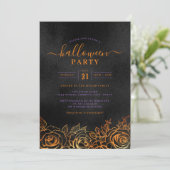 Invitation Rose Halloween Orange Noir Fête (Debout devant)