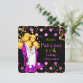 Invitation Rose High Talons Or Polka Point Anniversaire (Debout devant)