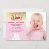 Invitation Rose Hiver ONEderland 1er Anniversaire (Devant)