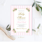Invitation Rose Hydrangea Baby shower fille