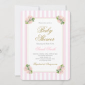 Invitation Rose Hydrangea Baby shower fille (Devant)