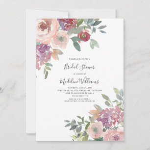 Invitation rose Hydrangea de douche nuptiale