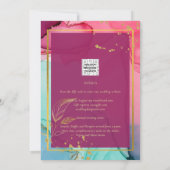 Invitation ROSE intense Turquoise OR OR MARIAGE Encre d'alcoo (Dos)