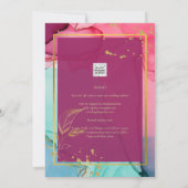 Invitation ROSE intense Turquoise OR OR MARIAGE Encre d'alcoo (Dos)