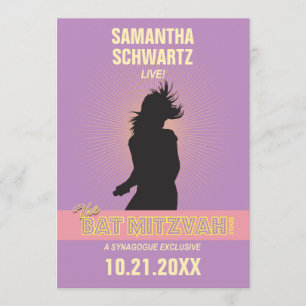 Invitation Rose Invitation-Pourpre de bat mitzvah de vedette
